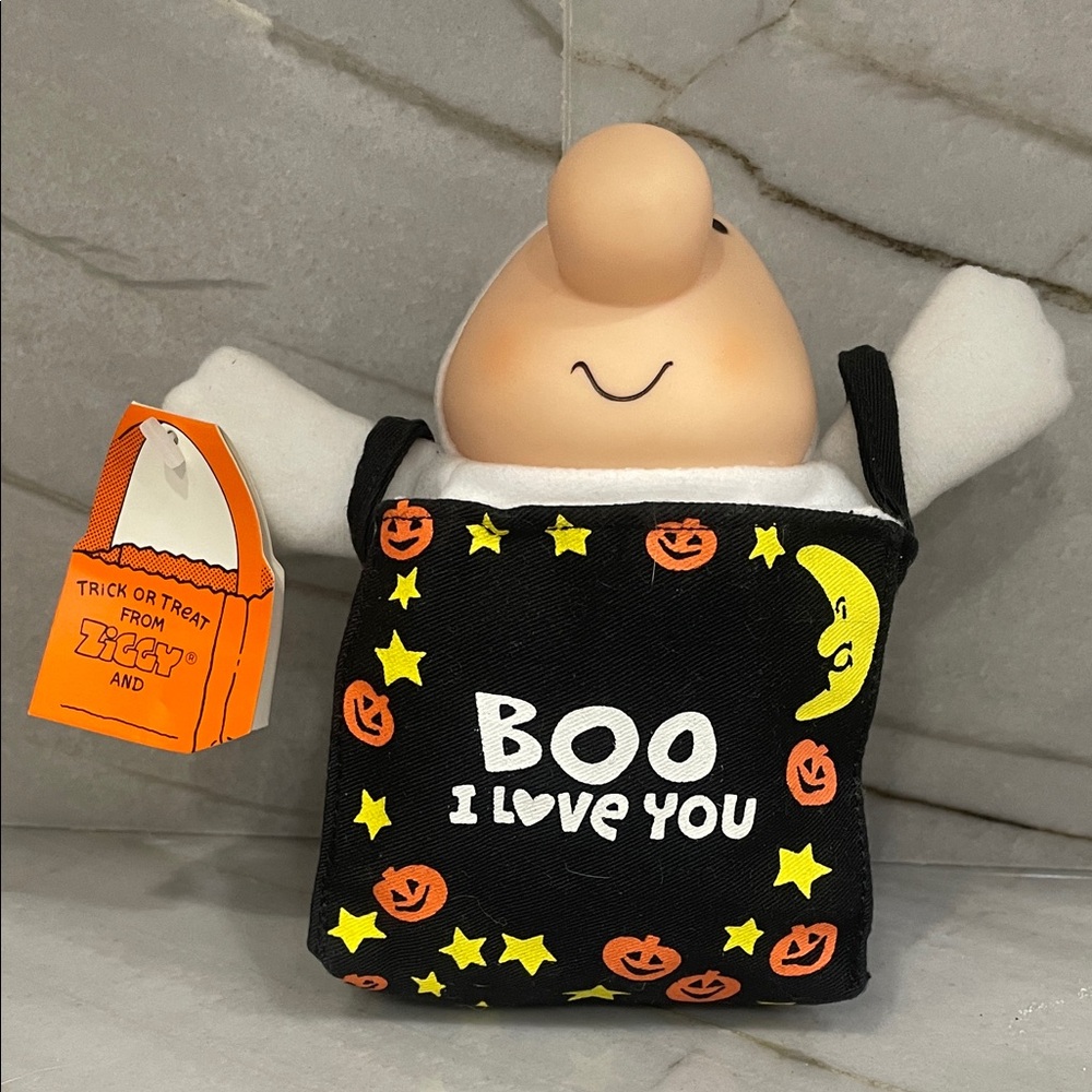 Vintage 1991 Ziggy & Friends Halloween Plush with Pumpkin and Star Pattern